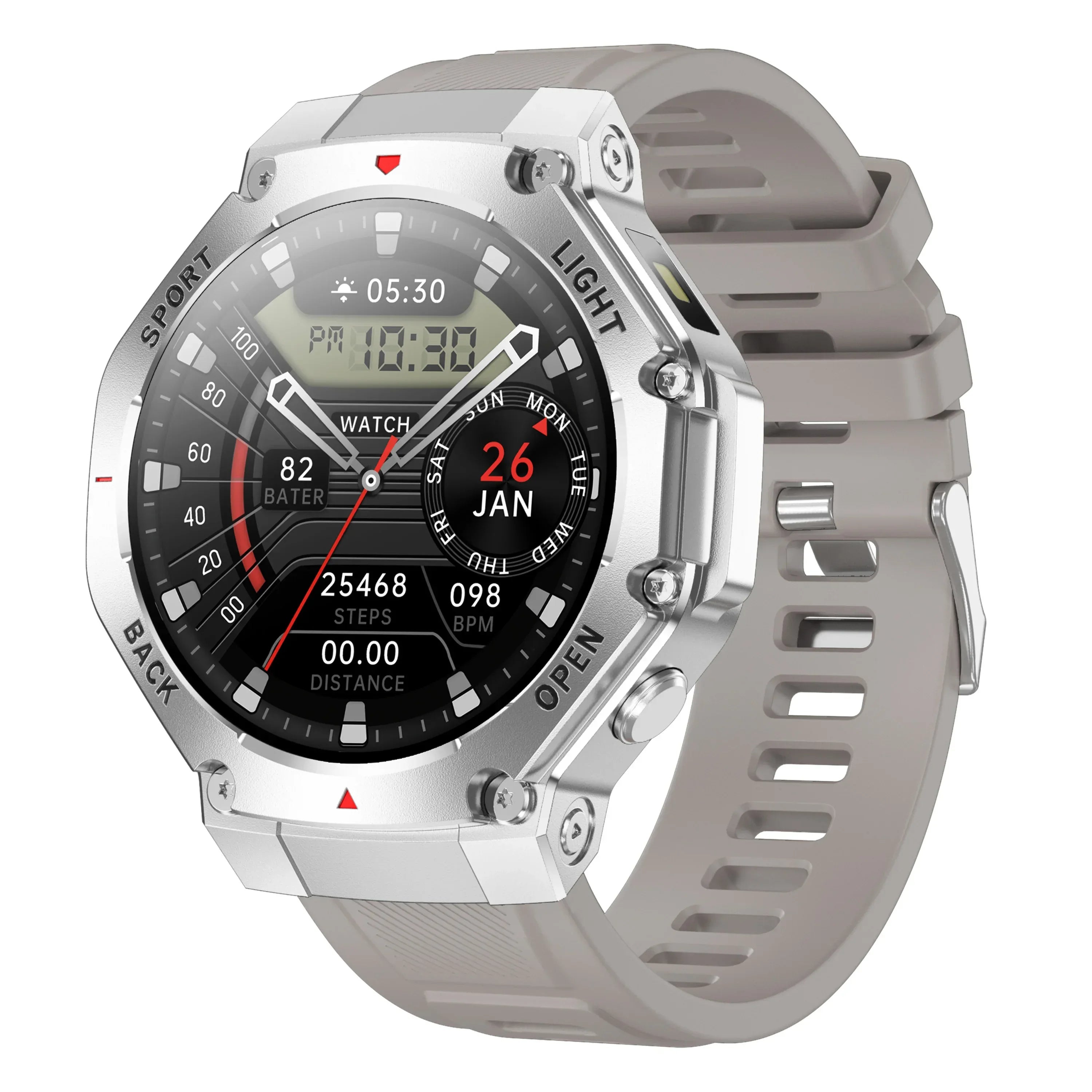 2024 TR3 MAX Men Outdoor Sports Smartwatch 1.53Inch Round BT Call Health Monitoring Smart Watch with Flashlight - Tidesmit