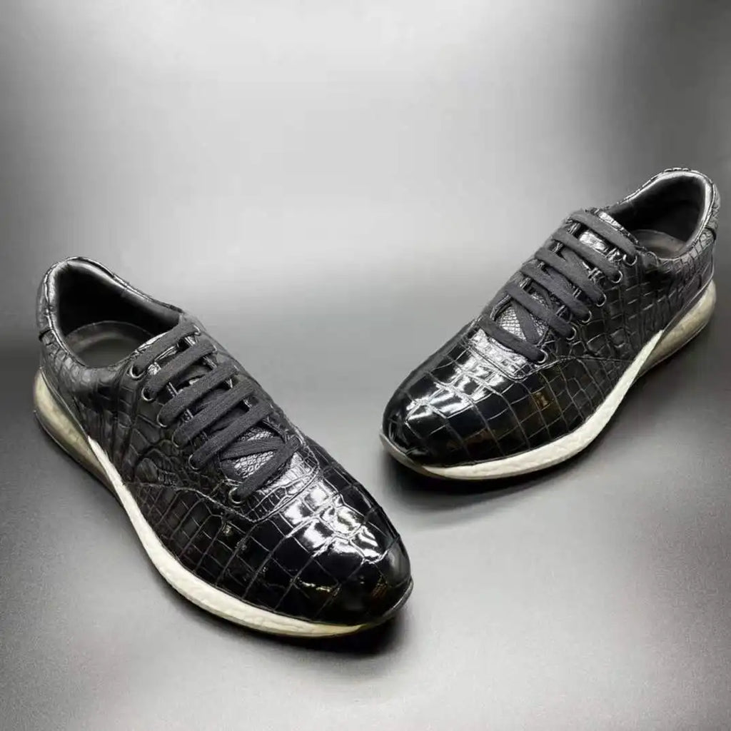 Goodyear Welt Custom Shoes Men Genuine crocodile Leather Popular Outdoor Sneakers Running alligator Skin Sports Men's Shoes