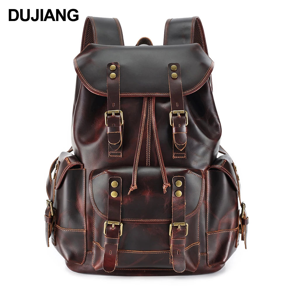 Large Capacity Leather Shoulder Outdoor Sports Backpack Multi-pocket Travel Men's New Backpack Fashion Accessories High-end Birt