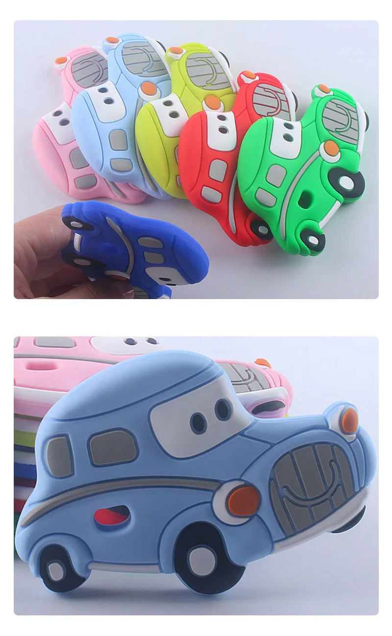 BPA Free 1pc Car Shaped Silicone Baby Teether Rodent Baby Teething Toys Chewable Products Nursing Gift For Baby Boy