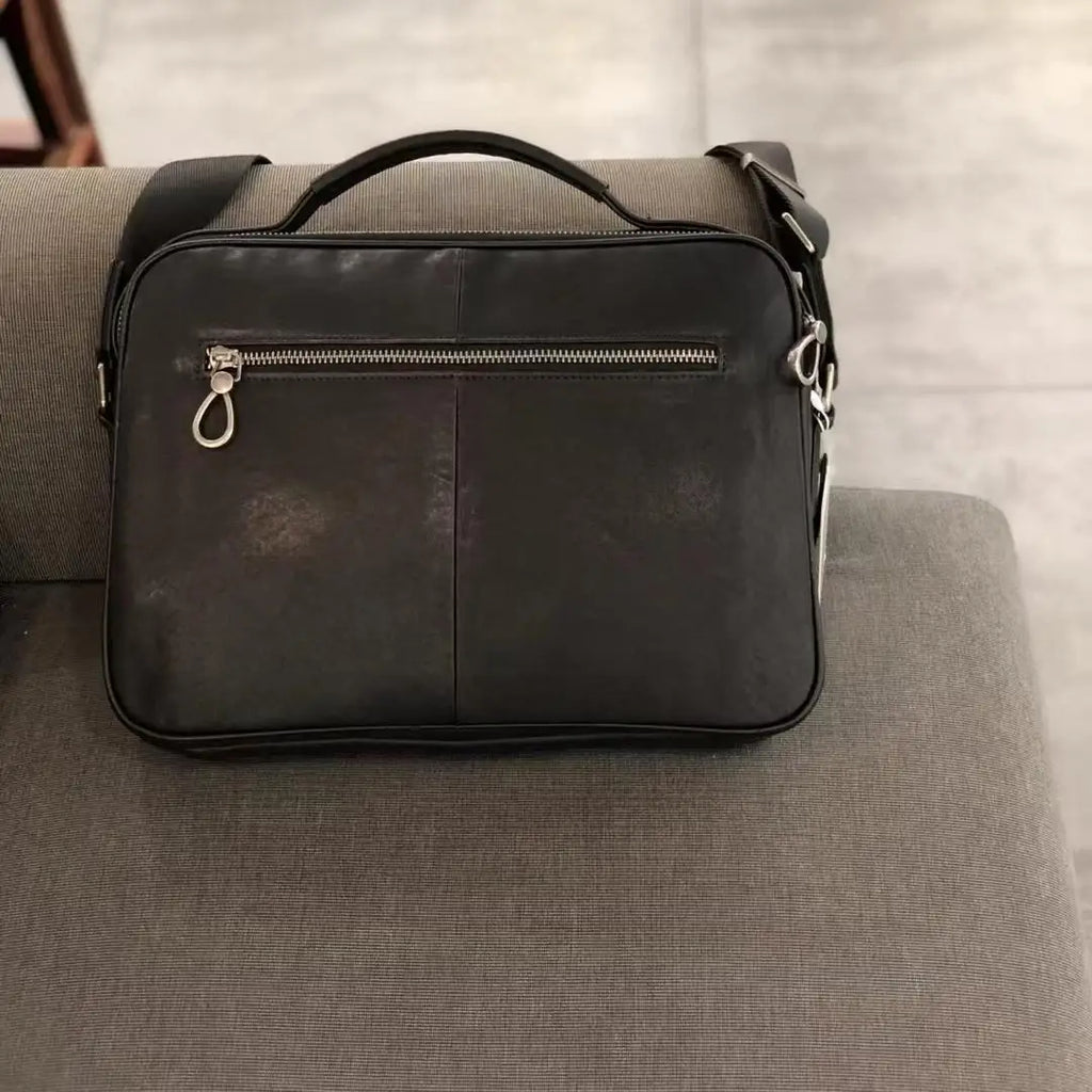 Vintage Top Layer Cowhide Messenger Bag Men Small Horizontal Shoulder Satchel iPad Crossbody Handbag Retro Business Daily Carry