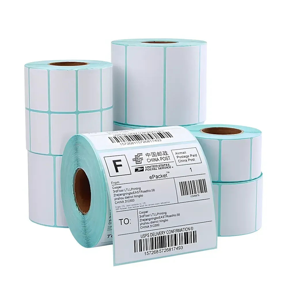 Direct thermal shipping labels on rolls, barcode and TO/FROM fields