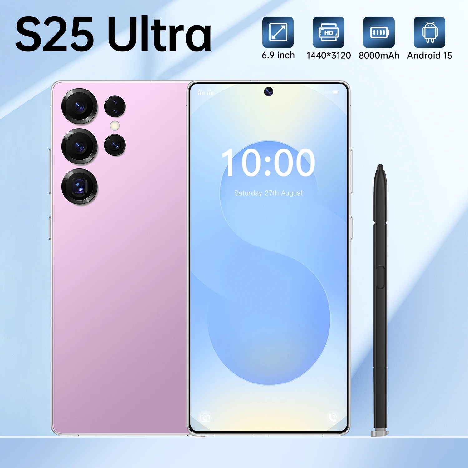 5G Smartphone 16GB RAM 1TB Storage, 6.9 Inch Unlocked Display Pink 16g 1TB Tidesmit