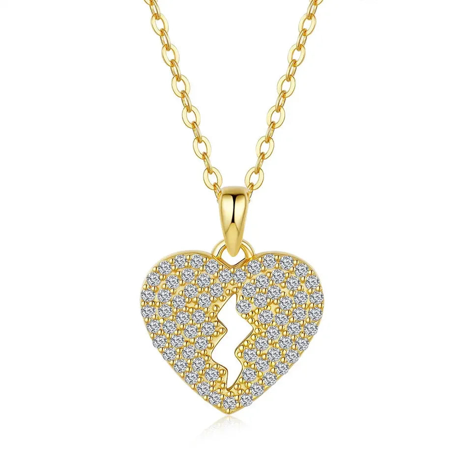 Lightning Love 18K Gold Inlaid Pendant Women's Moissanite Necklace Fashionable Platinum PT950 Diamond Collarbone Chain