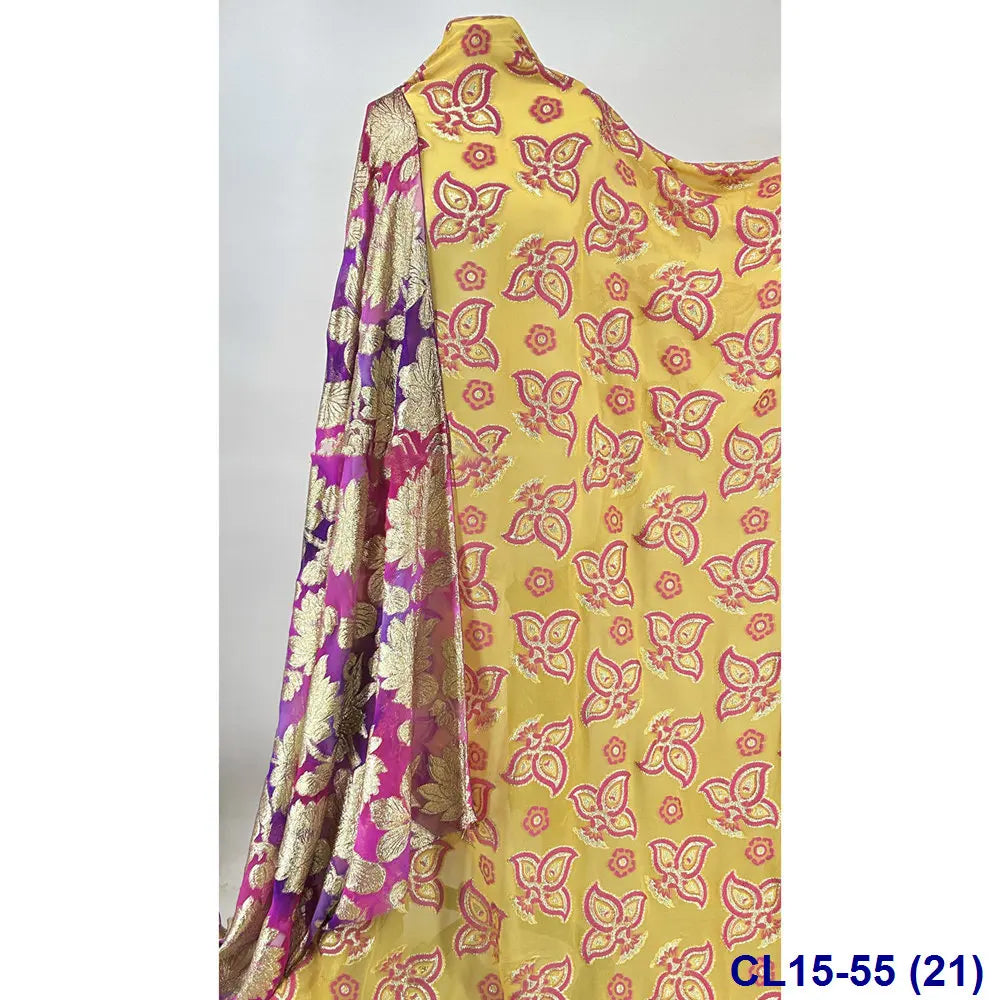 Lisami RTS Luxury Silk Fabric Elegant Multi-Color 3D Metallic Handcut for Dresses Weddings and Curtains