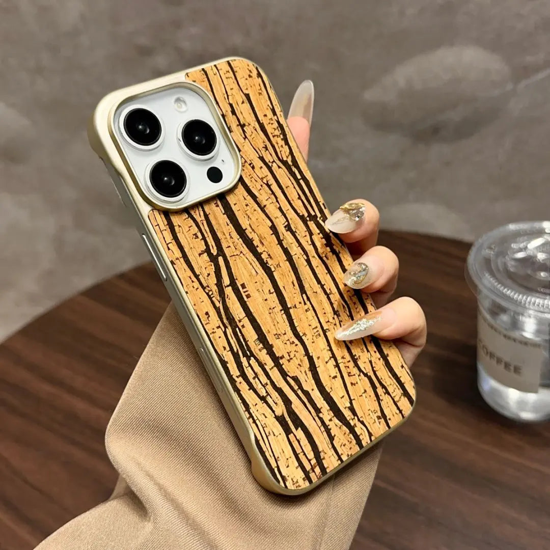 Denior Cork Material Invisible Magnetic Wireless Charging Phone Case for iPhone 16/15/14 Series Camera Screen Protector OPP Bag Yellow OPP Bag Tidesmit