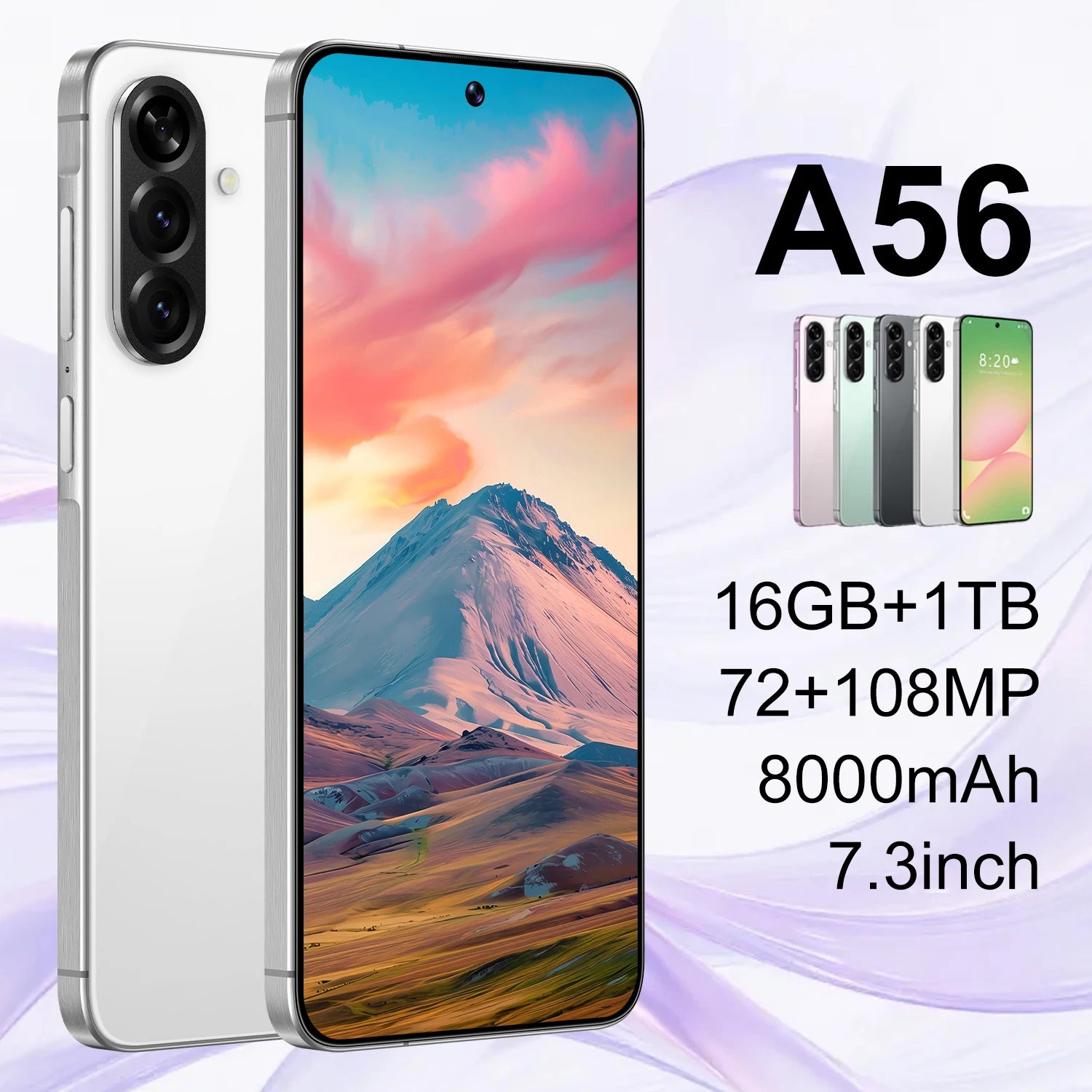 Tidesmit 5G Smartphone, 7.3 Inch AMOLED, 16GB RAM, 1TB Storage Tidesmit