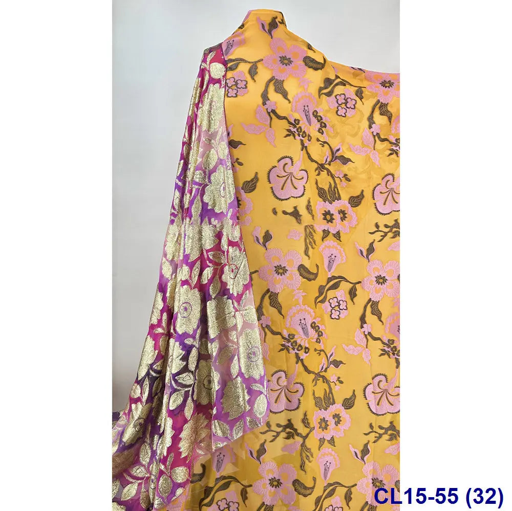 Lisami RTS Luxury Silk Fabric Elegant Multi-Color 3D Metallic Handcut for Dresses Weddings and Curtains