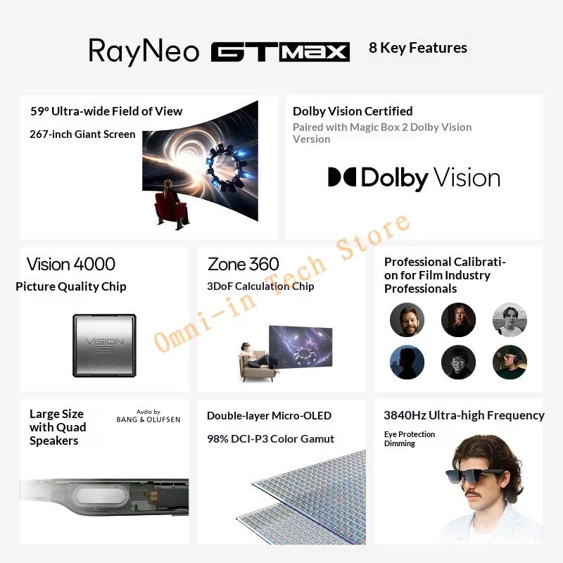 RayNeo GT Max XR Smart Glasses 59 FOV 267-inch Giant Screen Viewing Native 3DoF Dual-Layer Micro-OLED 120Hz