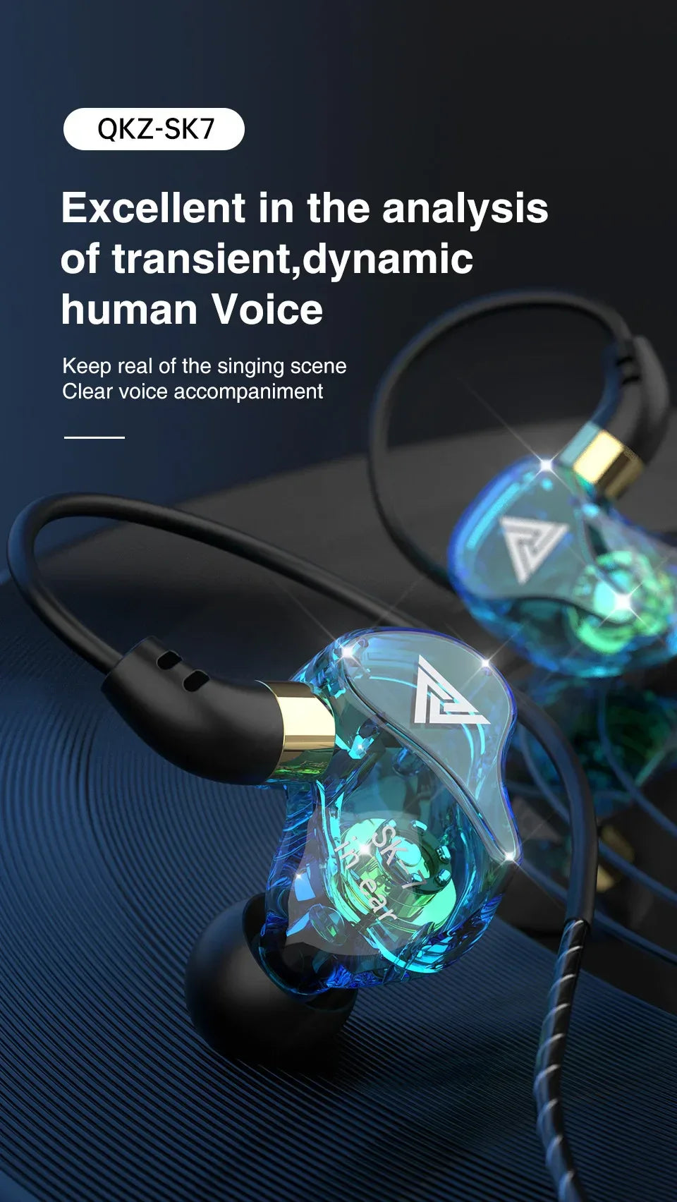 QKZ AK6 SK7 Copper Driver HiFi Wired Earphone with MIC Sport Running Headphones Bass Stereo Headset Music Earbuds fone de ouvido Tidesmit