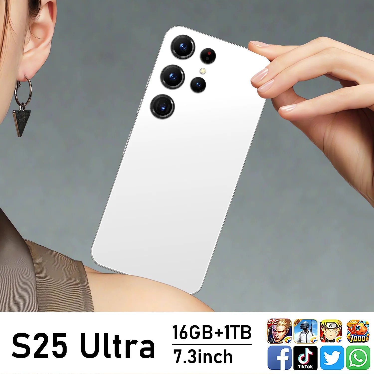 S25 Ultra smartphone with 7.3-inch 120Hz display 16GB RAM 1TB storage and 108MP camera in product gallery view