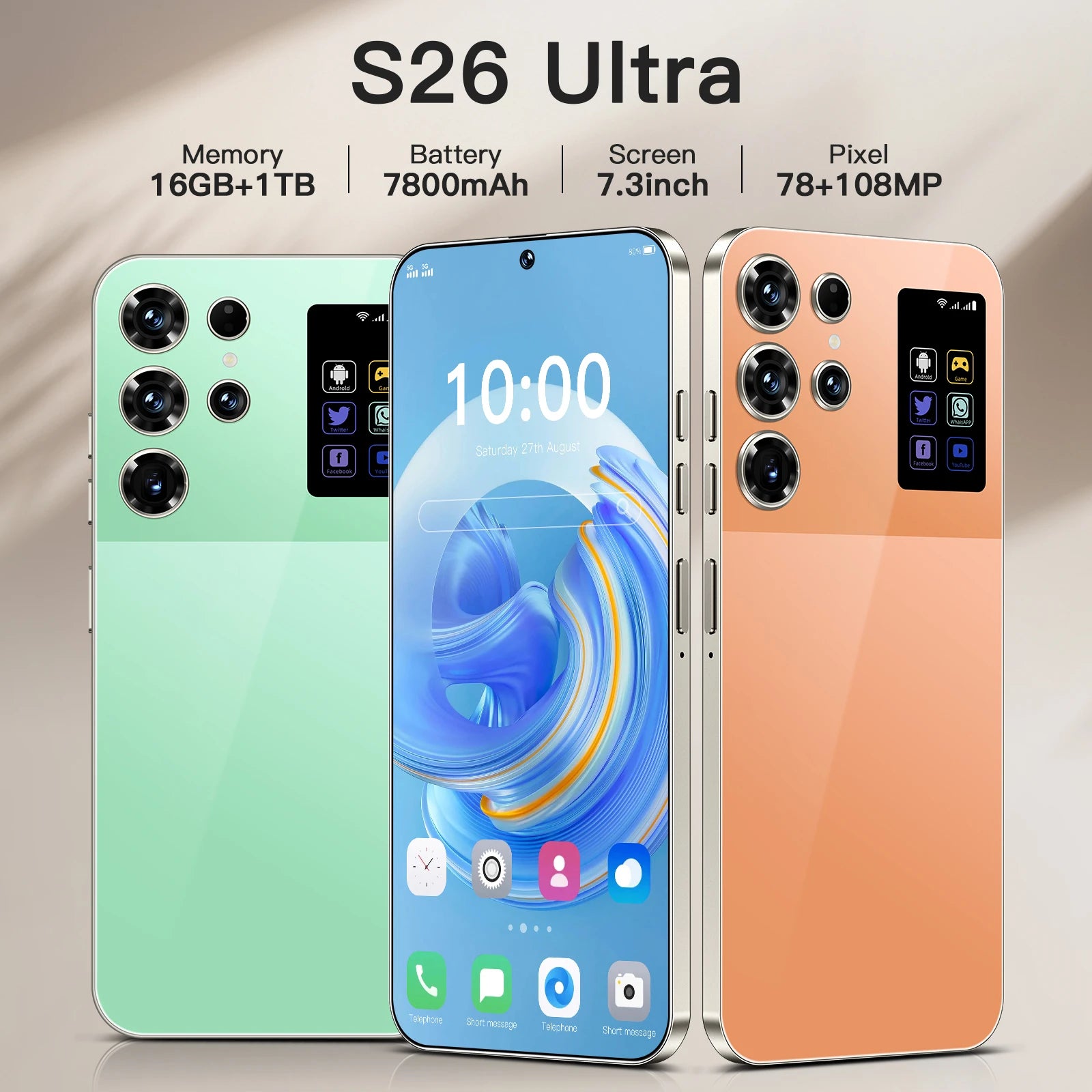 Global Version Mobile Phone S26 Ultra Supports 3G/4G/5G Dual SIM Android 14 16GB+1TB Smartphone for S26 Ultra - Tidesmit