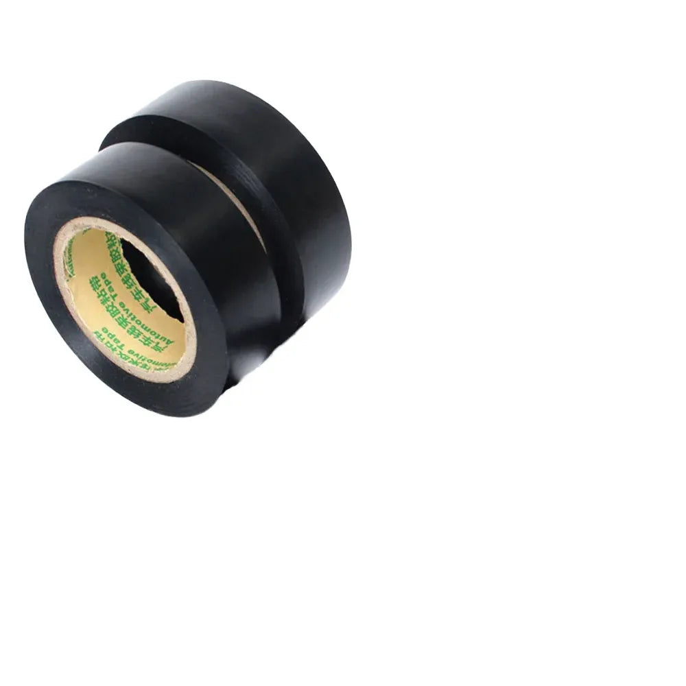 Black electrical insulation tape roll with center label and outer adhesive layer
