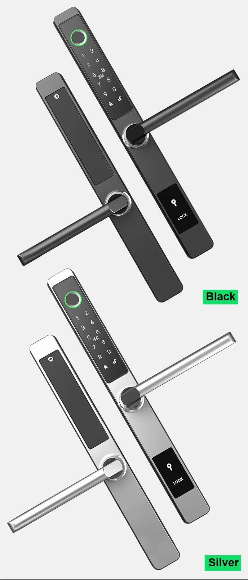 3CM Width Waterproof Aluminum Door Lock Bluetooth Fingerprint Digital Code TTLock Smart Sliding Door Lock 2885 3585 4585 Mortise