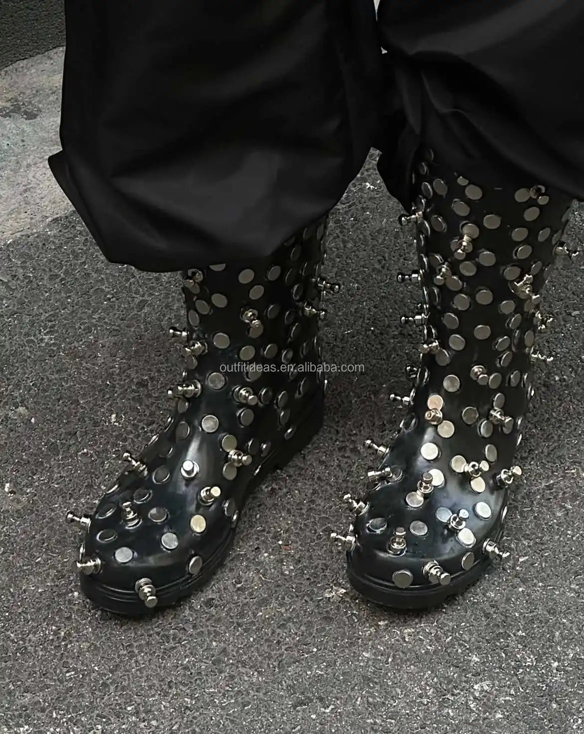 REMAKE UPCYCLE Handmade Brass Rivets Boots Dice Patchwork Branded Unisex Women Menswear Luxury Vintage Remark Shoes for Men
