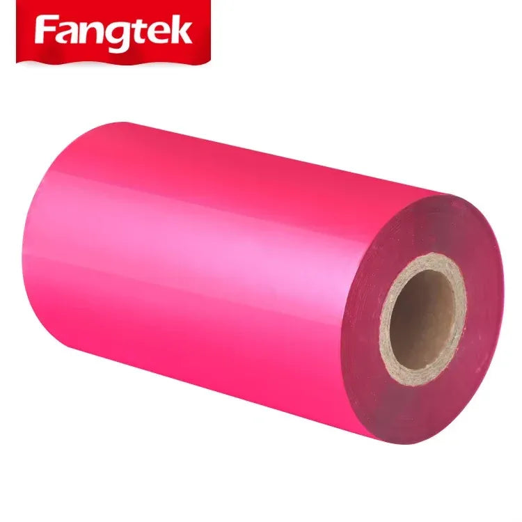 Pink thermal transfer ribbon roll with cardboard center core