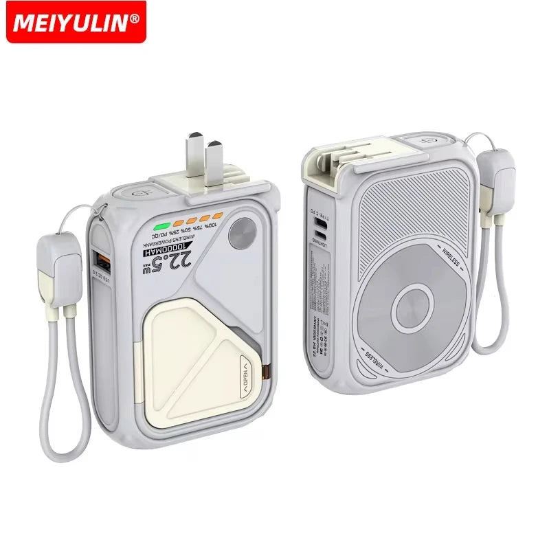 Power bank charger-4 in 1 Wireless Magnetic Power Bank With Plug Cable USB C Fast Charger Portable 20000mAh External Spare Battery Tidesmit