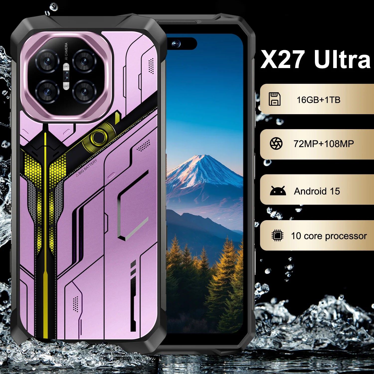 Tidesmit X27 Ultra 5G smartphone with 16GB RAM 1TB storage and high performance Android 15 gaming display