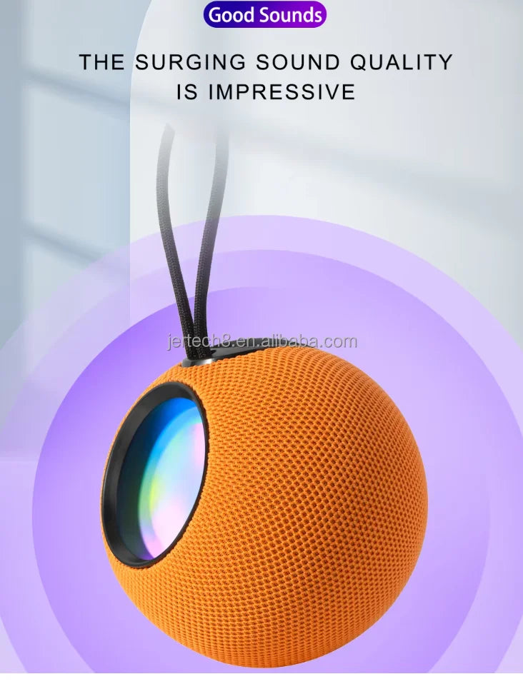Bluetooth Speaker -VN131 Jertech Fabric Art 500mAh 8H RGB Light Waterproof Soundbox Portable Wireless BT5.1 4in TF Card Play Mini Subwoofer Speaker