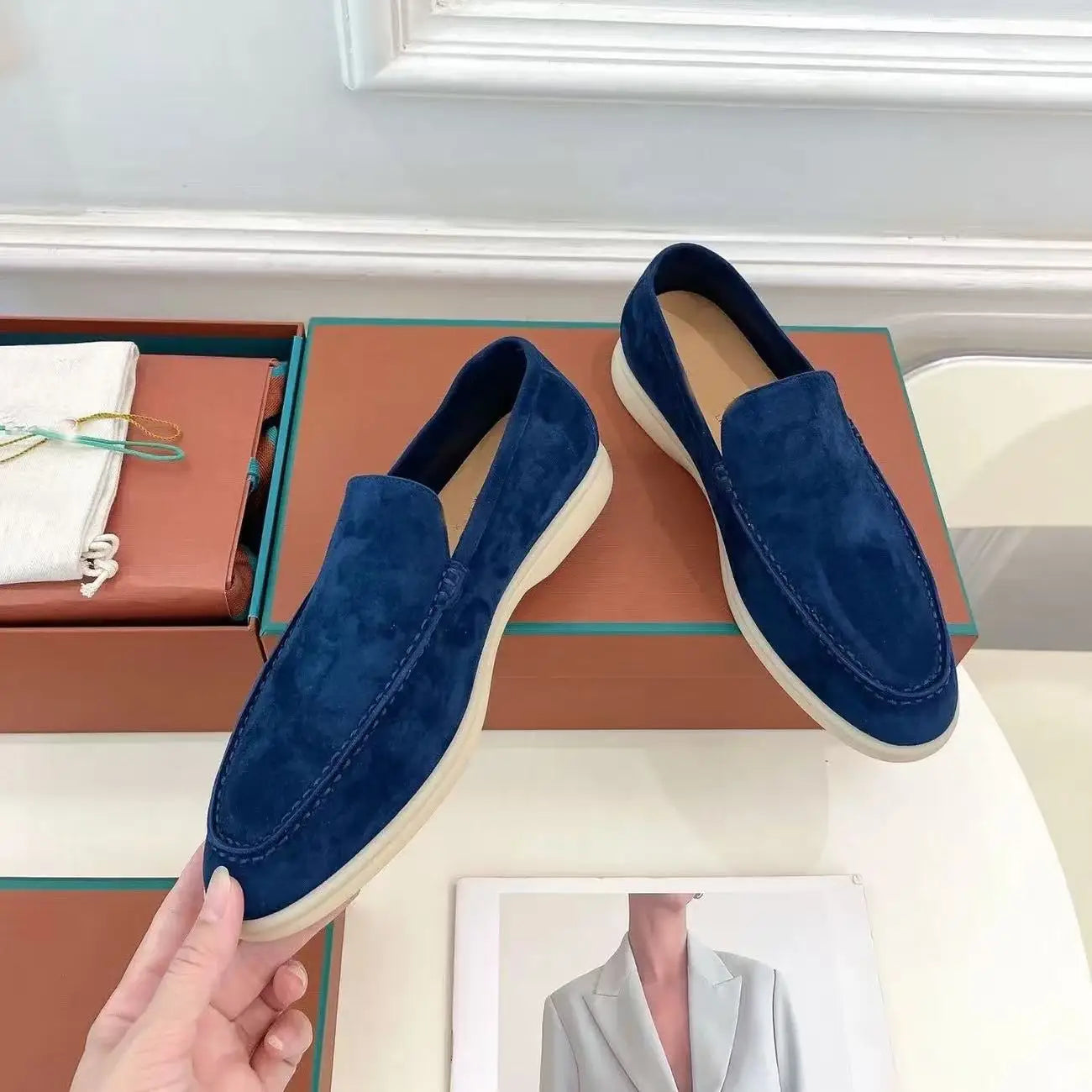 Luxury Designer LP Baotou Womens French-Style Loafers Genuine Leather Tassel Shoes Outdoor Wear Lazy-Style Breathable
