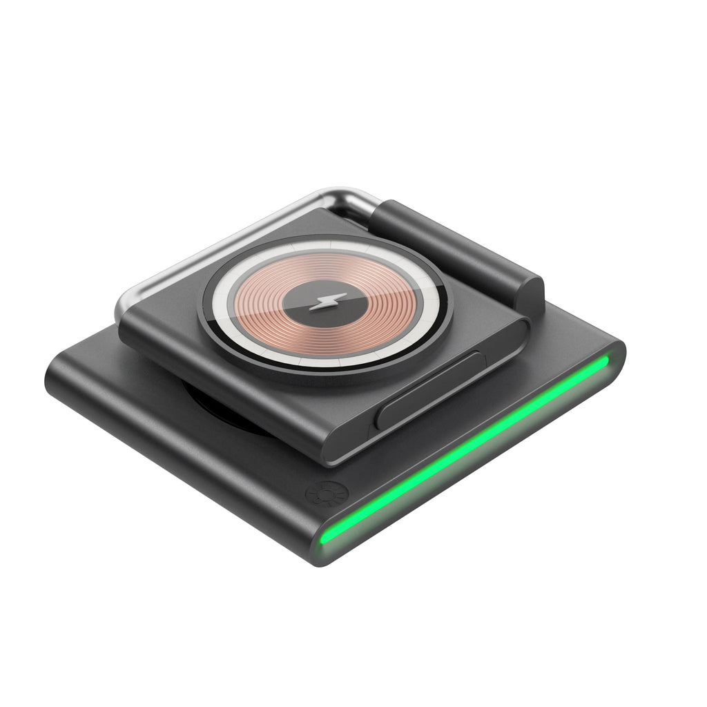 Power bank charger-Portable LED Light Magnetic 15W Foldable 3 in 1 Wireless Charger Wireless Charging Stand Holder Dock for Iphone 15 14 13Pro Max Tidesmit