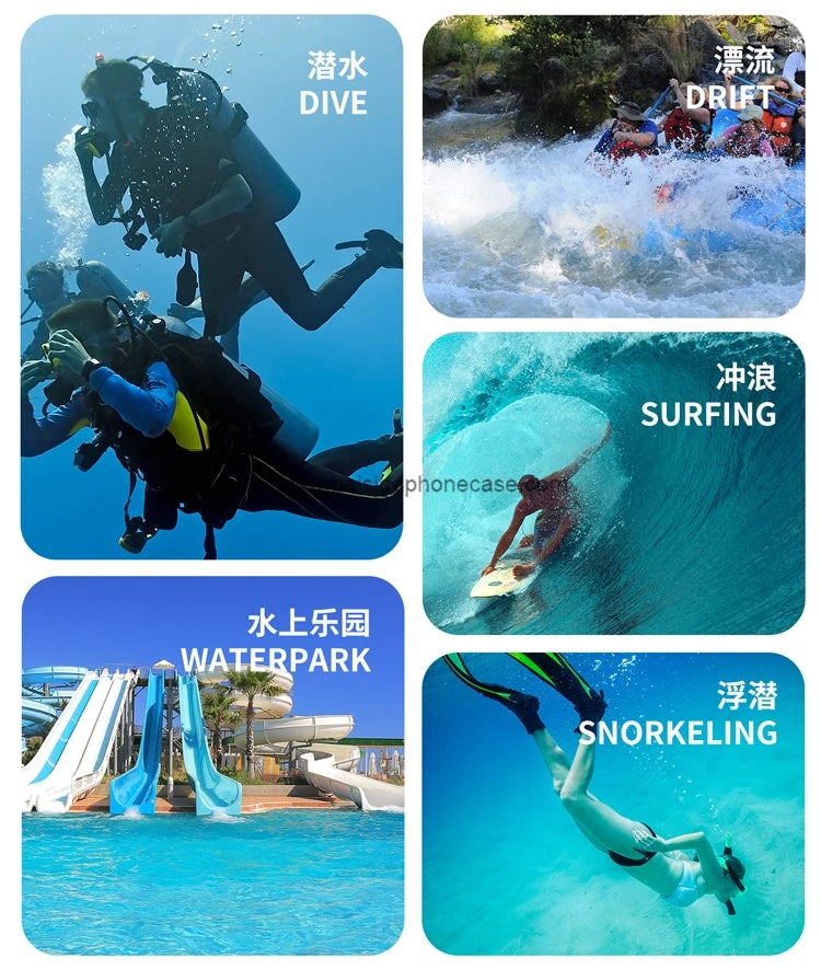 Universal IPX8 Water Proof Snorkeling Diving Case With Lanyard for IPhone 12/15 Plus/14/13/16 Pro Max Waterproof Phone Case Tidesmit