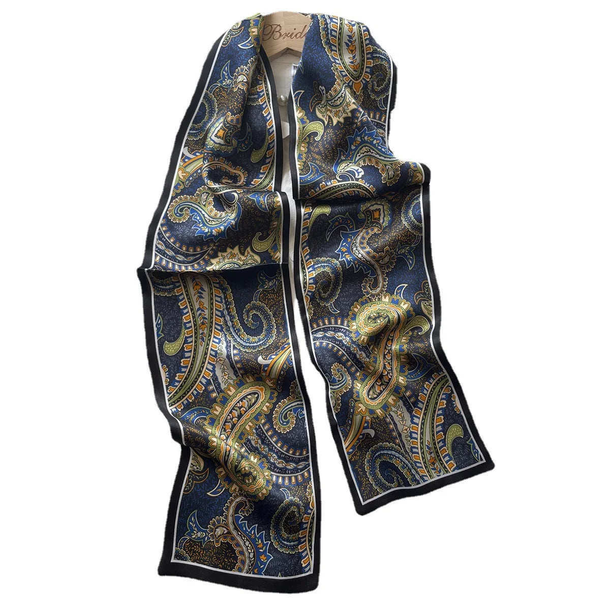 Custom Printing Paisley Twill 100% Pure Silk Edge Narrow Scarves Designer Double Layers Luxury Silk Satin Scarves