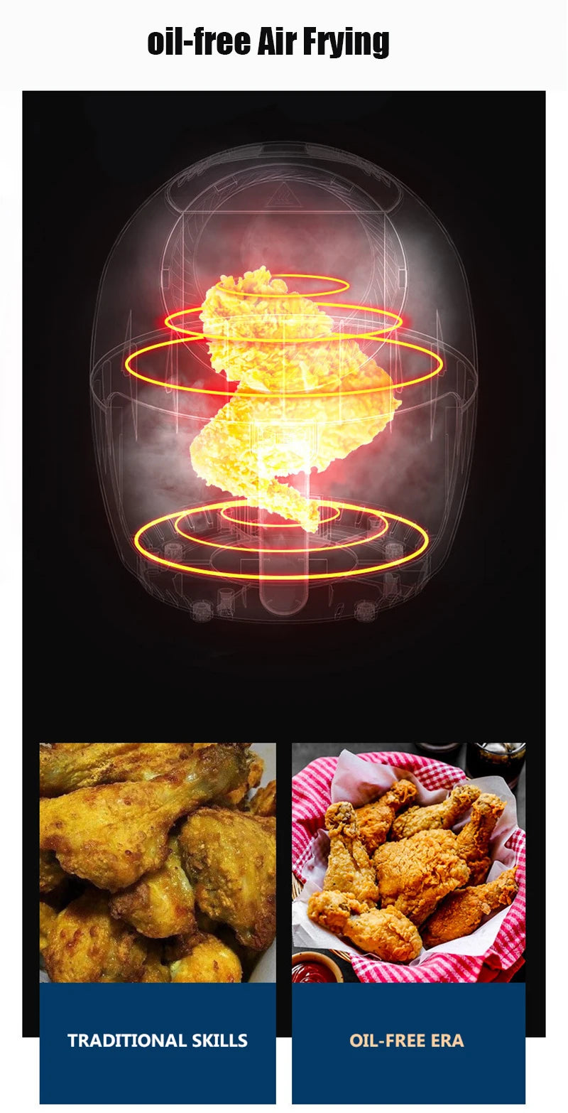 New Type Multi-Function 3.5L Air Fryer Household  Smoke-Free No-oil Electric Fryer Intelligent Set Timing Fryer