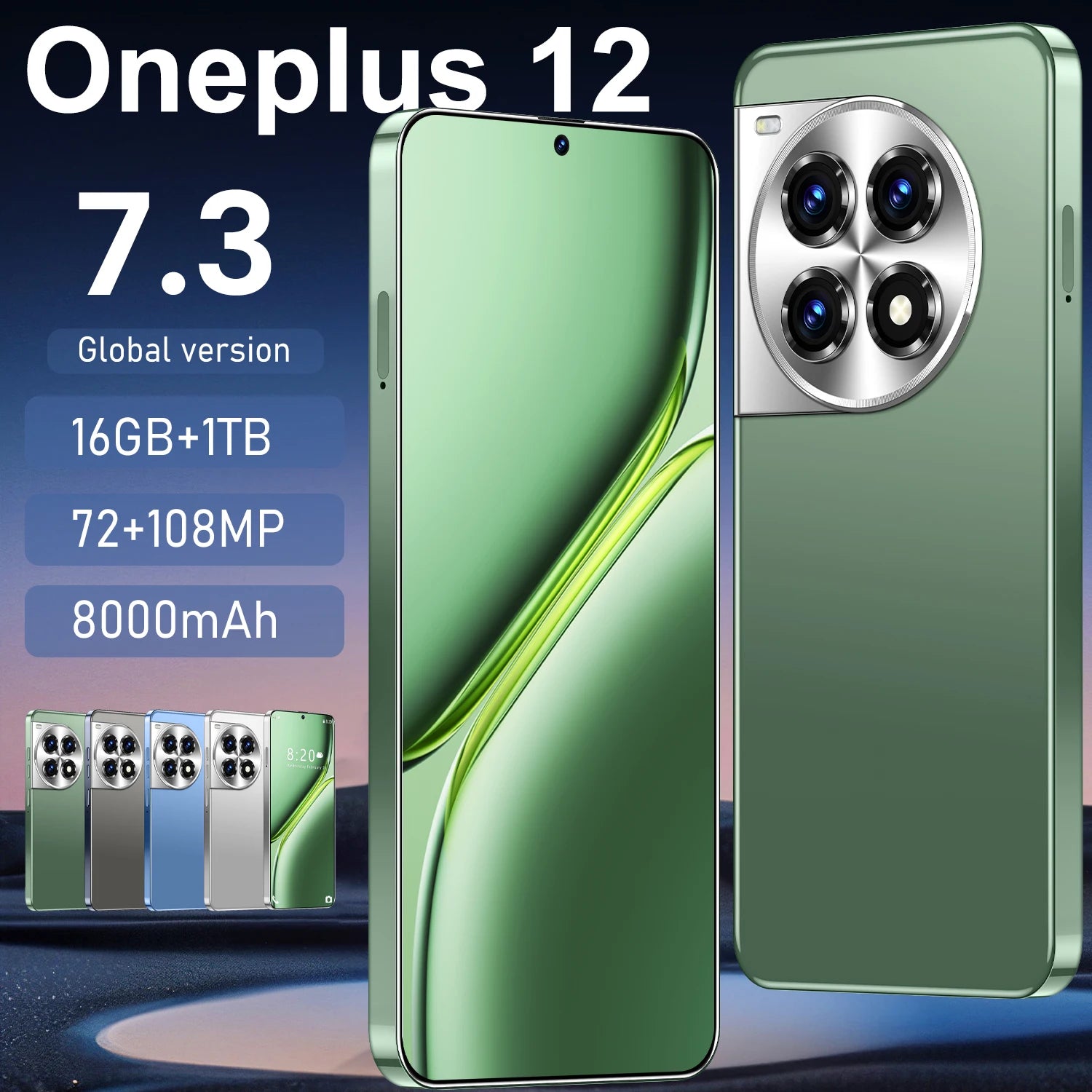 OnePlus 12 5G Smartphone, 16GB RAM, 1TB Storage - Flowy Emerald Green Tidesmit