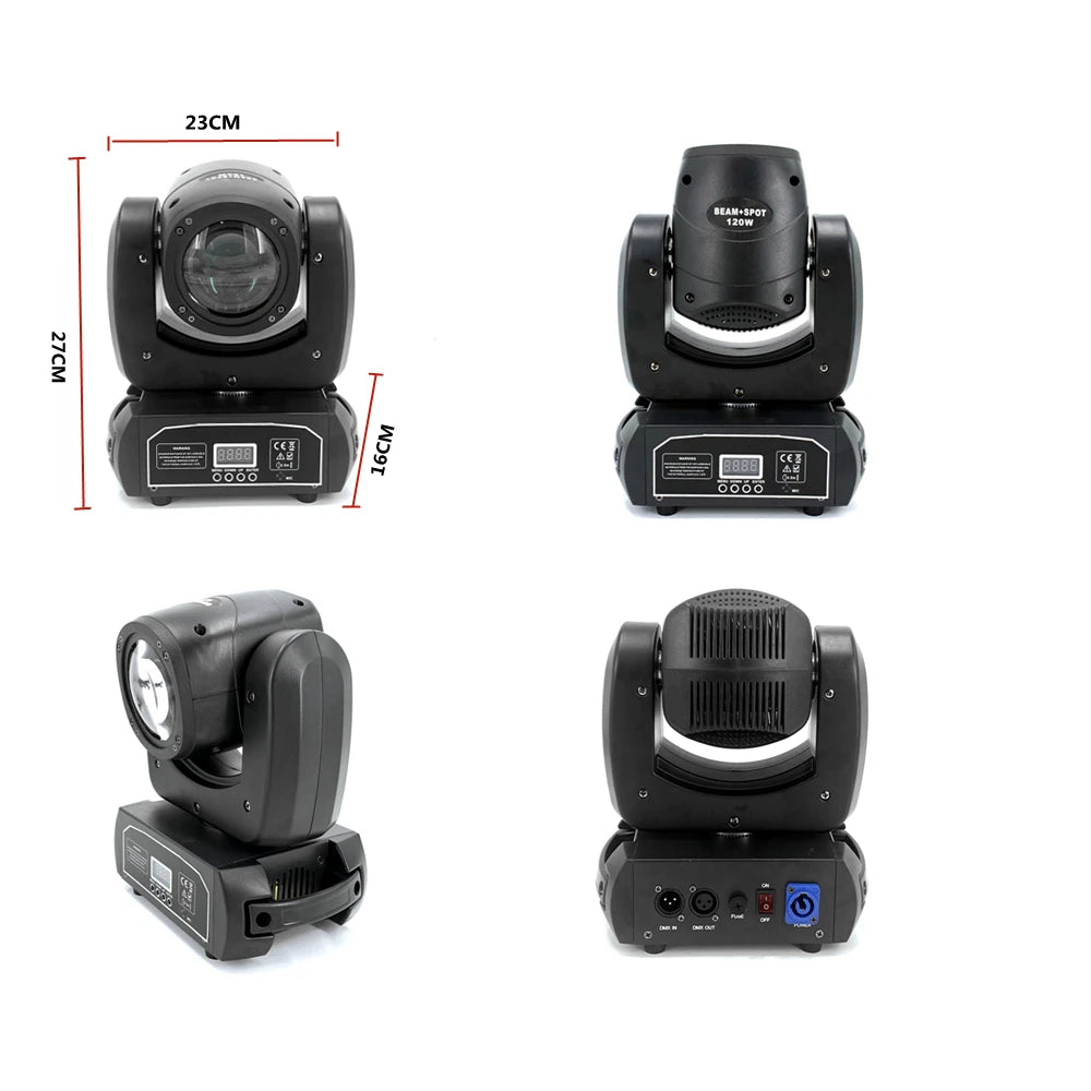 2PCS Mini LED Moving Head Light 120W Beam Spot 8 Rotating Prisms DJ DMX Bar Strobe Stage Effect