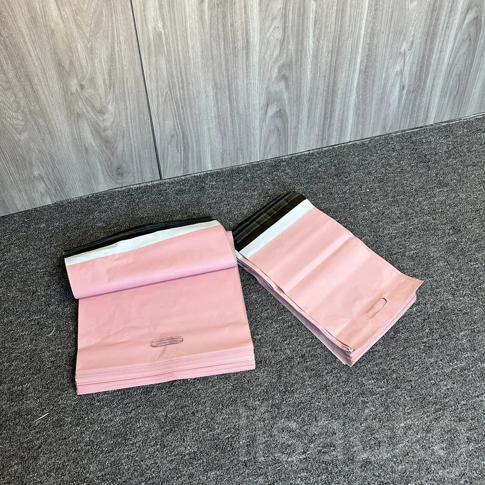 Custom Printed Logo Mail Bag Large/Small Eco-Friendly Clothing Packaging Plastic Poly Mailing Bags Tote Handle Durable