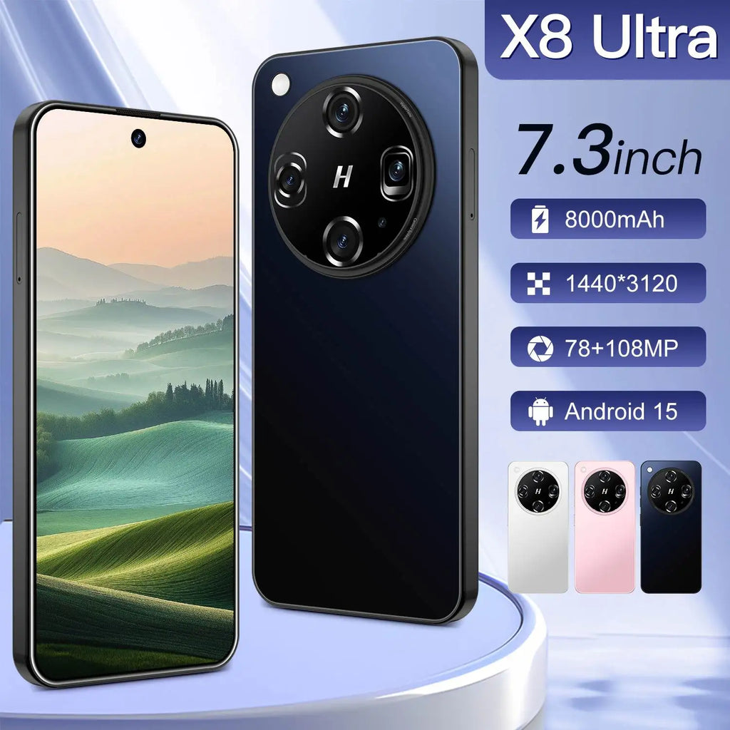 X8 Ultra 5G Smartphone, 1TB, 16GB RAM, 7.3 Inch HD Display Tidesmit