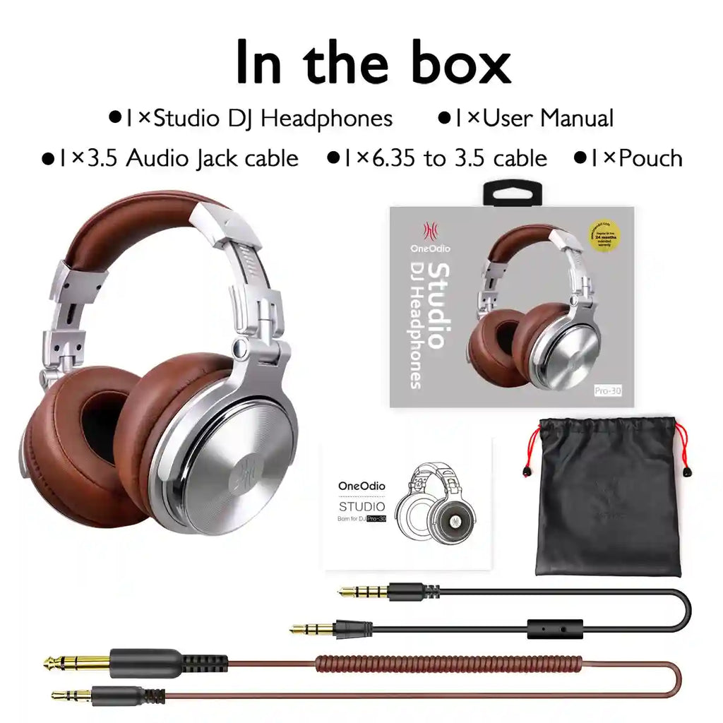Pro-30 Studio DJ Headphones with Mic - Wired Over-Ear Monitoring Tidesmit