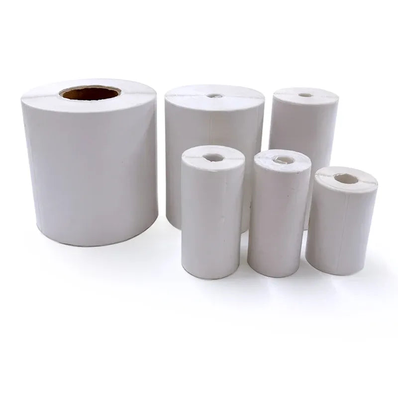 Thermal label roll paper stacks with center core, barcode sticker label sheets