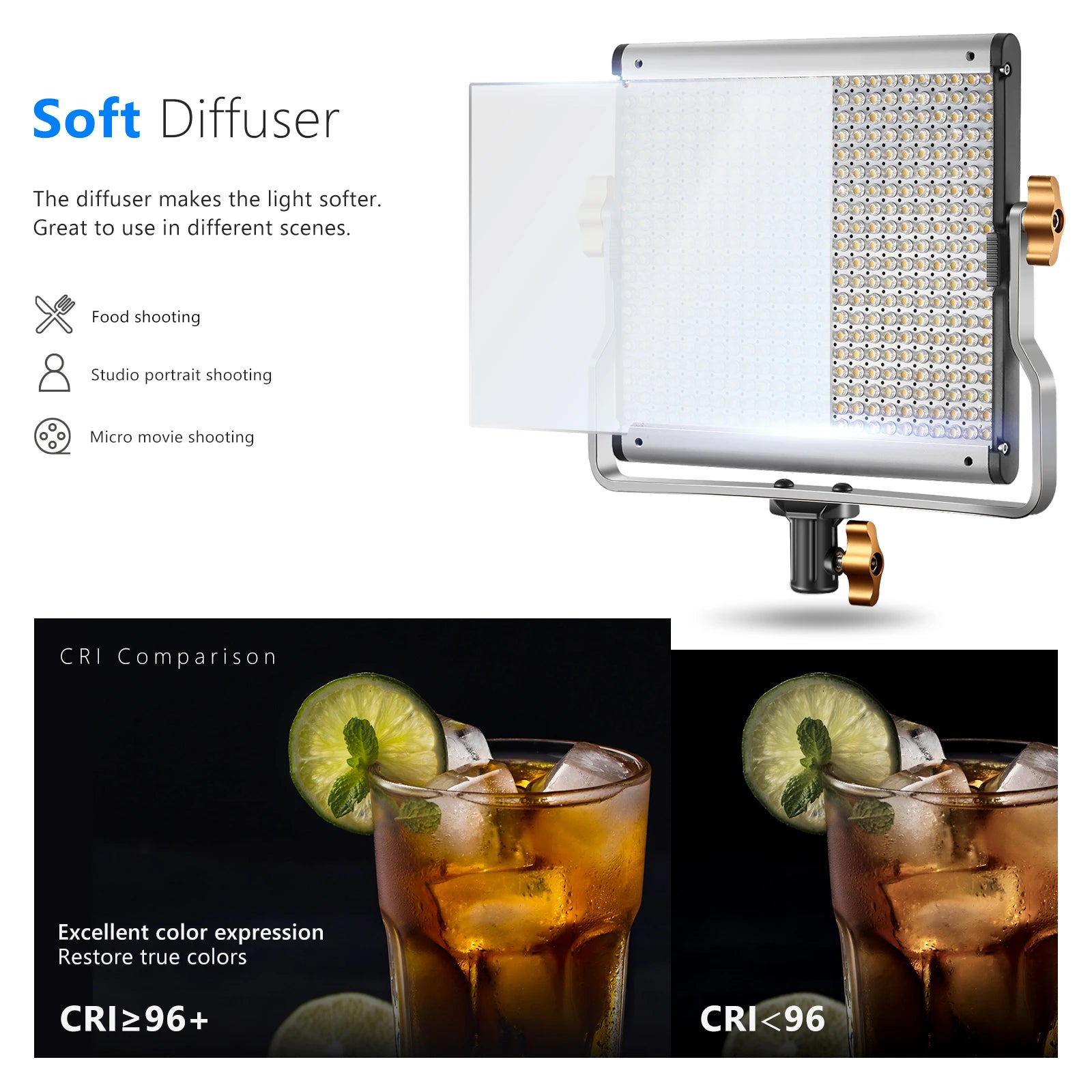 Bi-Color LED Video Light Panel with U-Bracket for Professional Studio Tidesmit