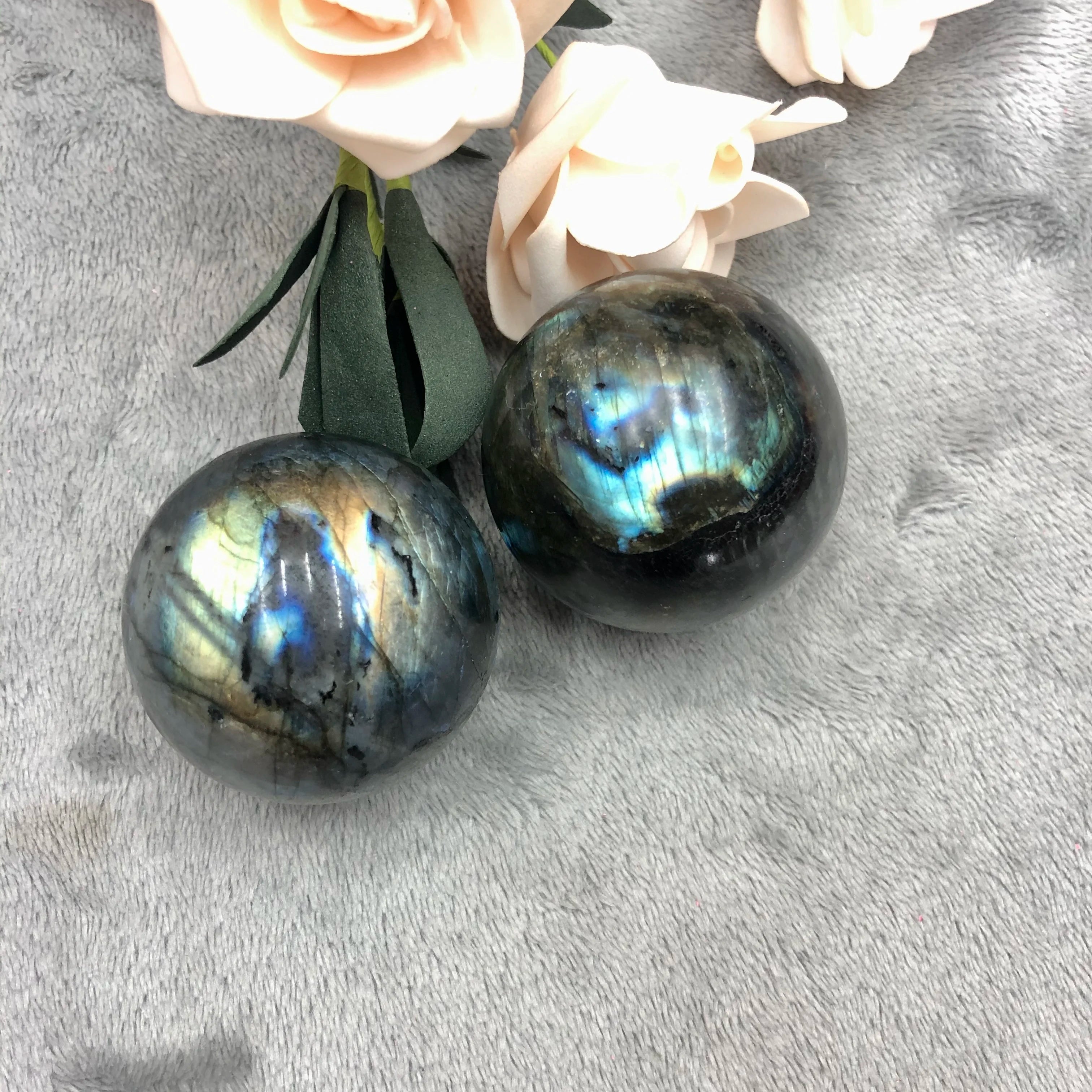 Factory Direct Selling Natural Crystal Healing Stone Labradorite Sphere Healing Reiki Crafts Stone