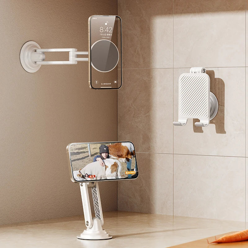 Feixiang X90 Ultra-Thin 7cm Foldable Magnetic Phone Mount - 360° Adjustable for Bathroom Vanity, ABS+Steel with 3M Adhesive Tidesmit