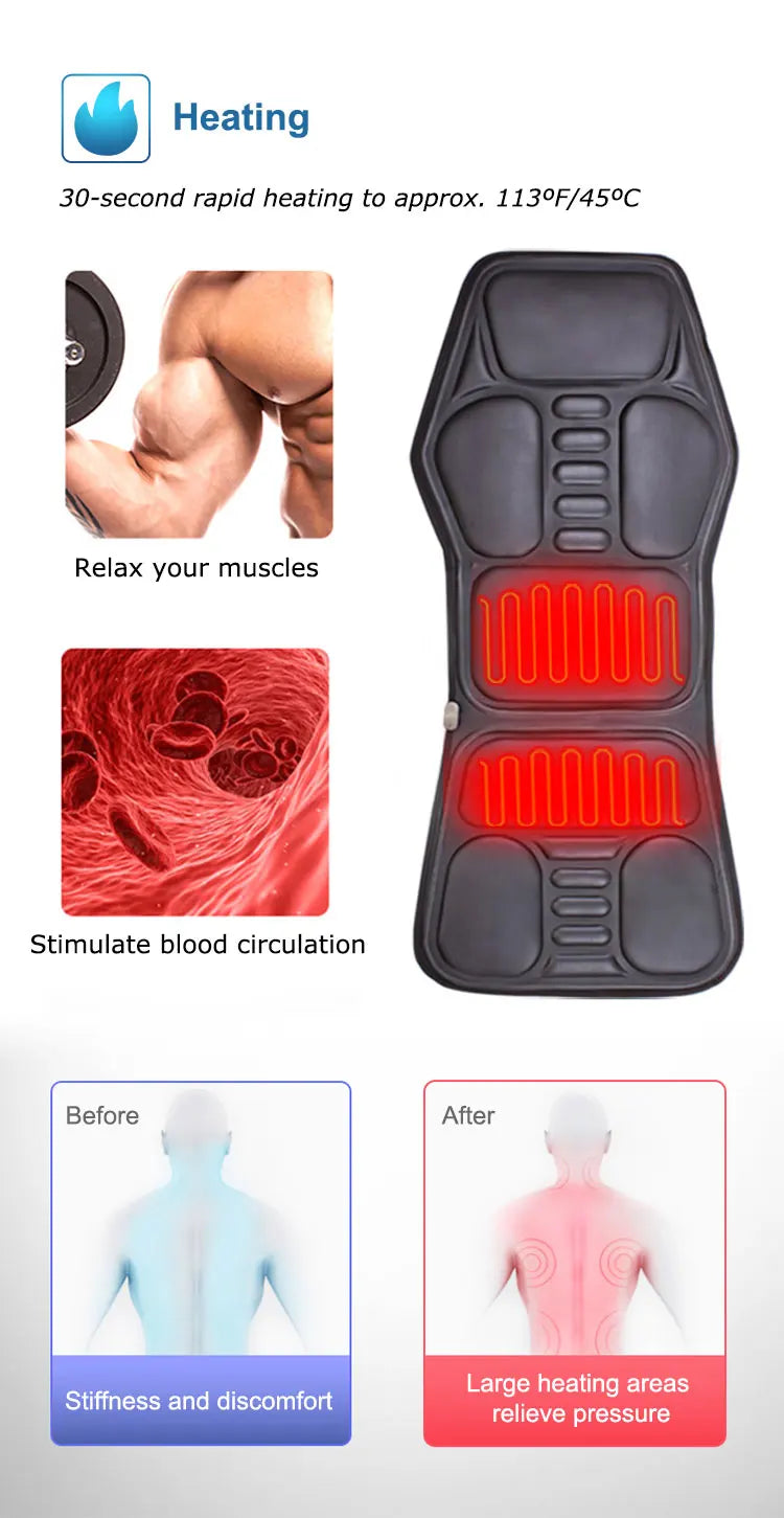 Electric Back Massager Cushion with Heat for Deep Tissue Muscle Relief Massage Cushion Tidesmit