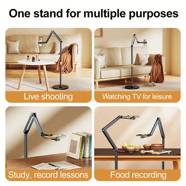 Mechanical Bed Phone 360-degree Adjustable Universal Compatible With Height Adjustable Phone Metal Holder Tablet Floor Stand Tidesmit