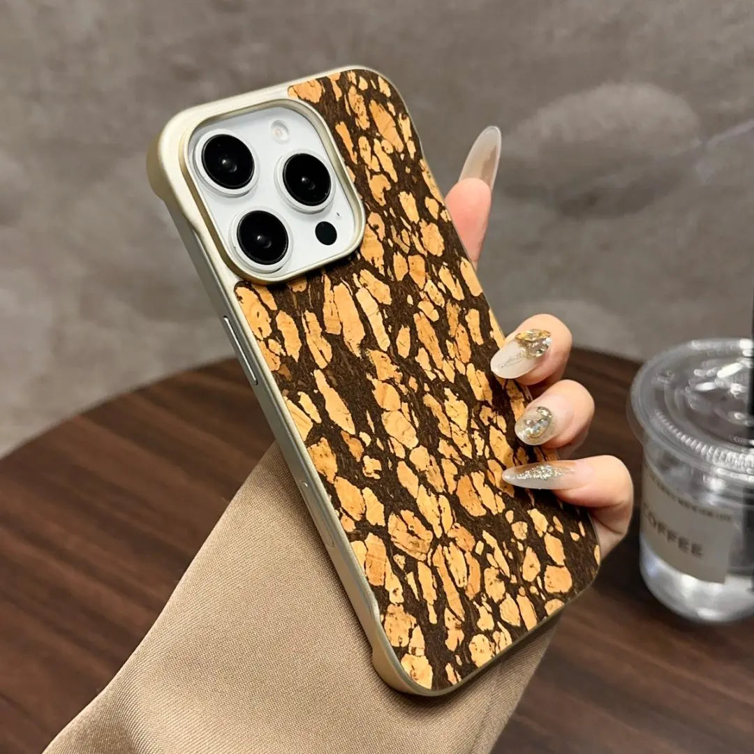 Denior Cork Material Invisible Magnetic Wireless Charging Phone Case for iPhone 16/15/14 Series Camera Screen Protector OPP Bag Black OPP Bag Tidesmit