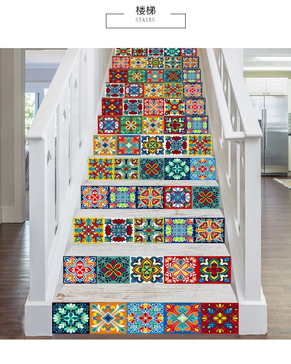 Colorful Pattern Ceramic Tiles Wall Sticker Tables Bathroom Kitchen Home Decor Wall Decals Waterproof Peel & Stick PVC Art Mural
