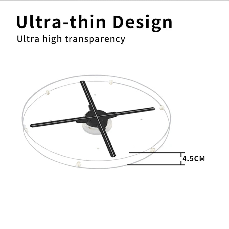 65CM WIFI Cloud 1152Pcs LED 3D Holographic Projector with Acrylic Cover Advertising Lights Display Imaging Logo Light Holo Fan