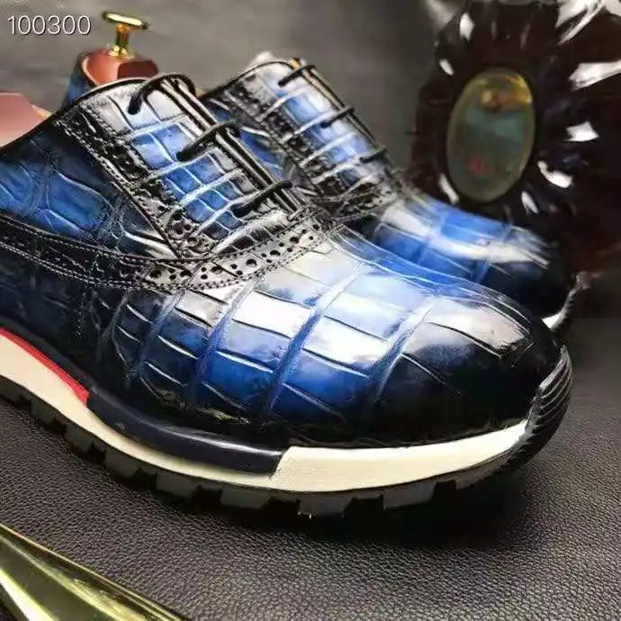 High Quality Elegant Shoes Men Sneaker Luxury Genuine Crocodile Leather Men Walking Shoes Goodyear Custom Business Shoes for Men