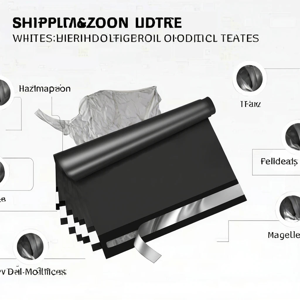 Black waterproof self-seal poly mailer with tear-strip style seal edge, 10x13