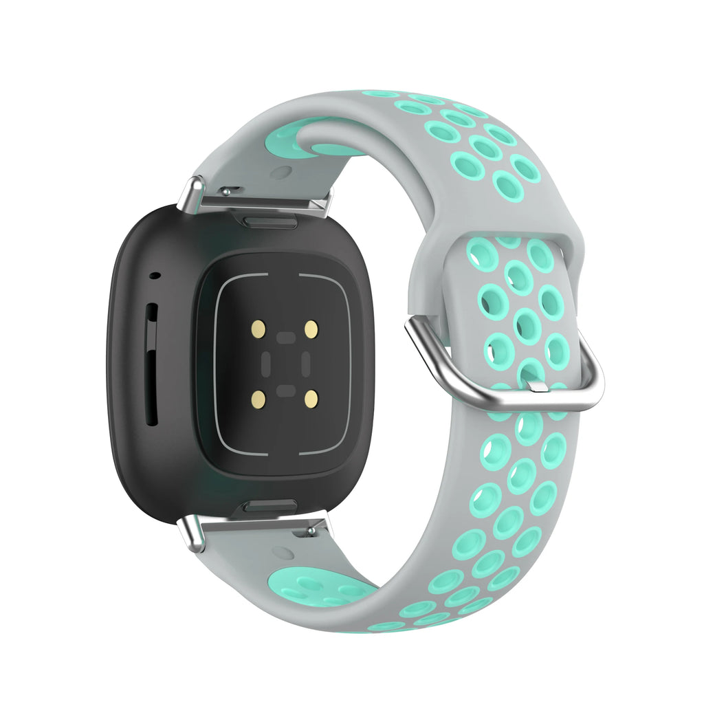 Colorful soft silicone sport wrist strap for Fitbit Versa 3 and Sense smartwatches in a comfortable band style