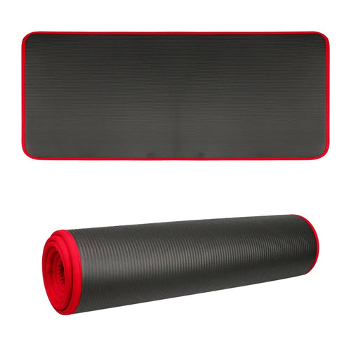 YECOKISO 10mm extra thick smart yoga mat, 183x61cm non-slip NBR pilates workout gym mat, rolled side angle view.