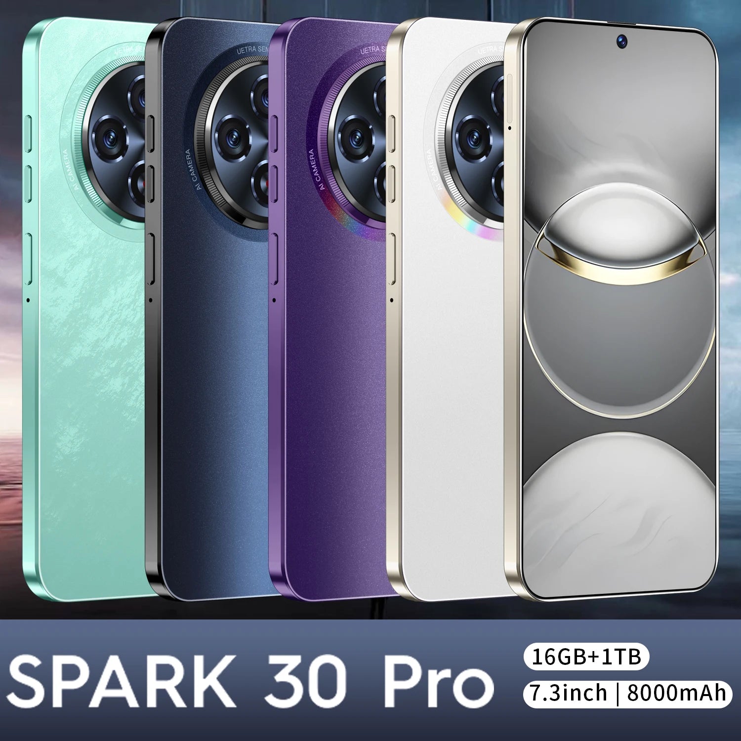 Tidesmit Spark 30 5G Android Phone with 16GB RAM 1TB storage 7.3 inch screen and 8000mAh battery unlocked