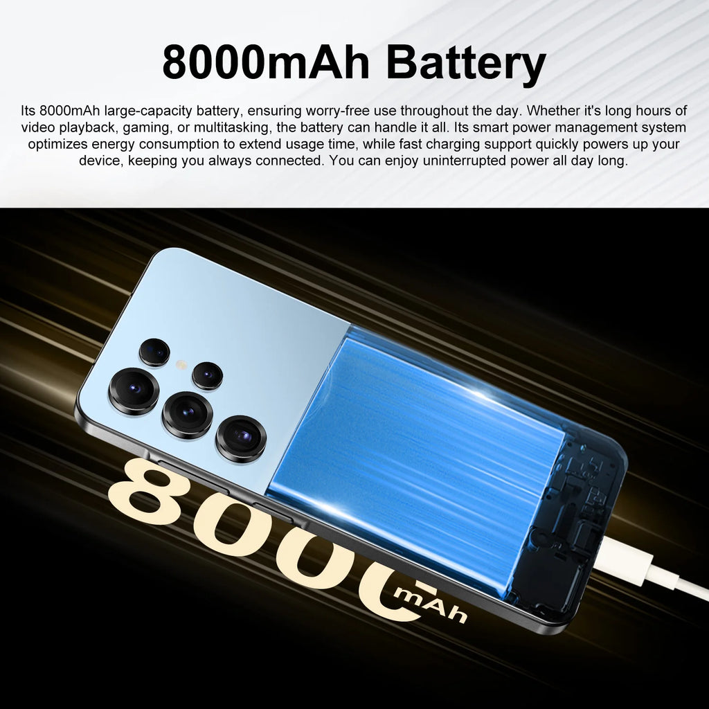 Smart Phone 2025 Cellphone S25 Ultra 7inch Unlocked Dual Card 5G Phones Android 14.0 Mobile Phones - Tidesmit