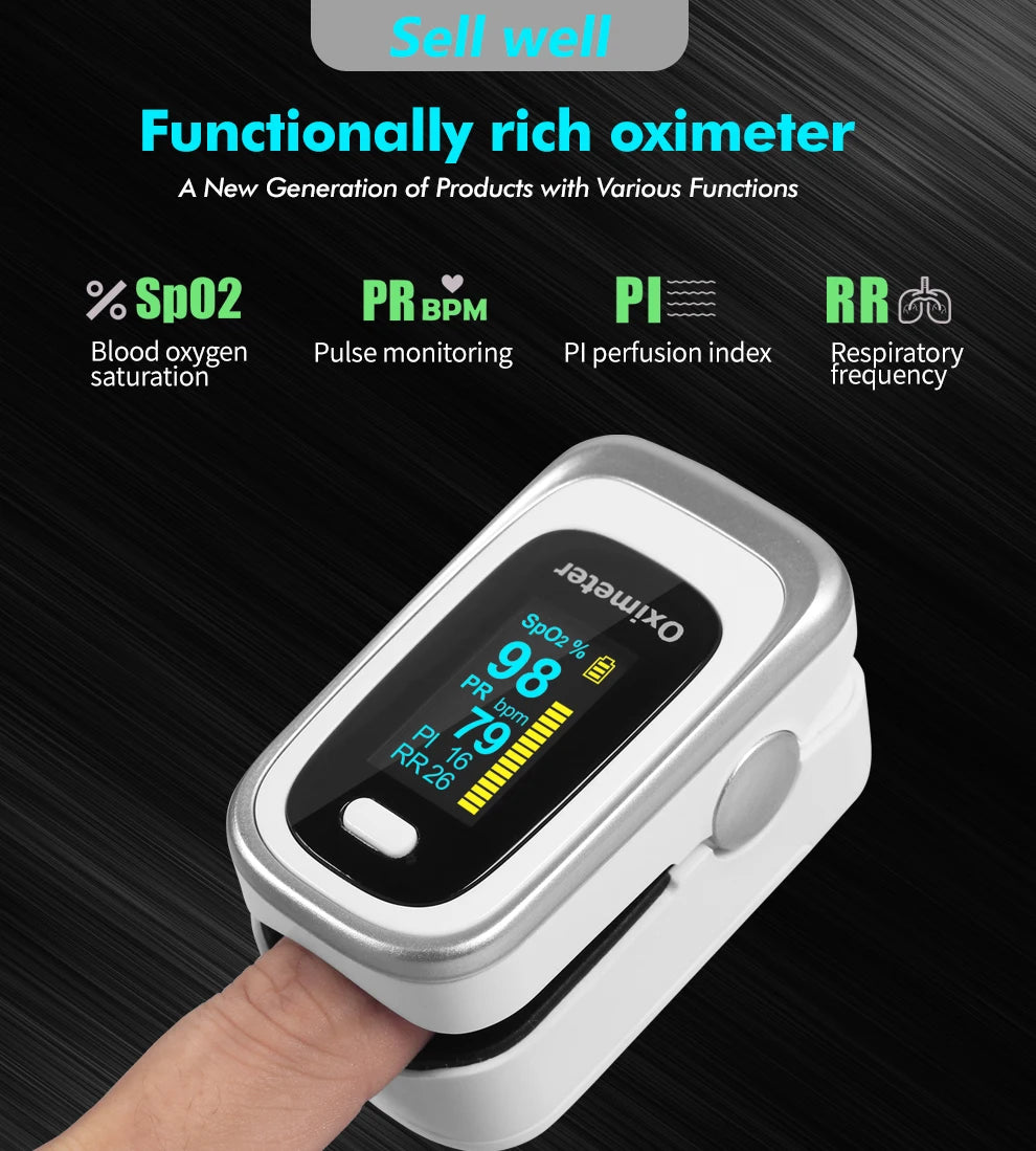 JianyouCare Finger Pulse Oled Oximeter Portable RR Blood Oxygen Saturation Meter Respiratory Rate Oximetro De Dedo Pulsioximetro