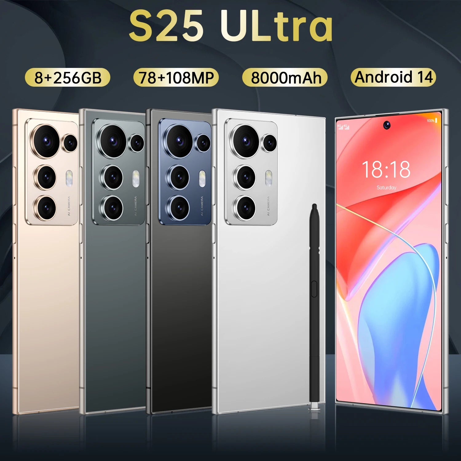 8+256GB Smartphone Android Cell Phone Mobile Phones Original Cellphone 7.3 Inch 4G 5G GSM WiFi Touch Screen Smart Phone - Tidesmit